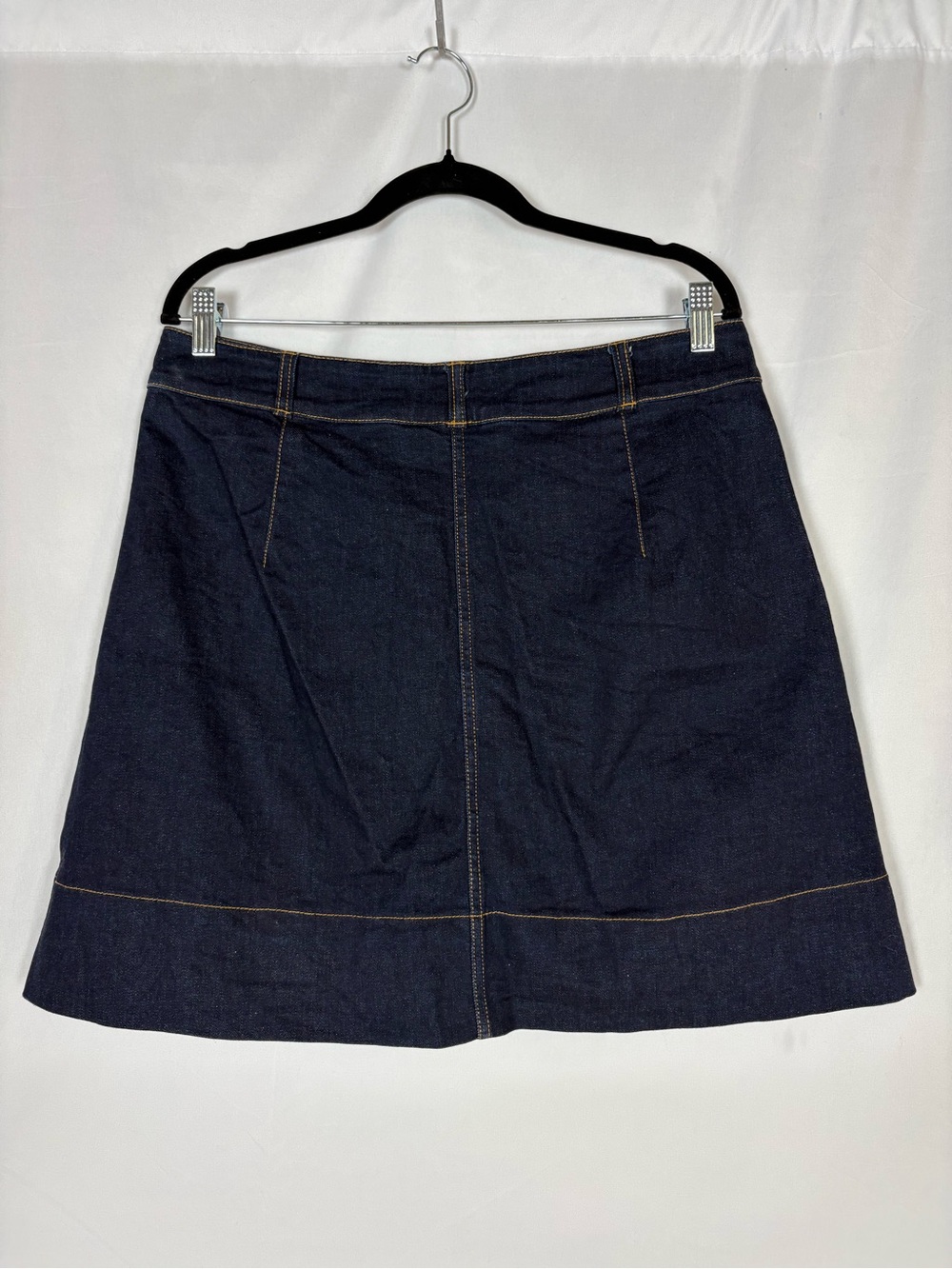 kate spade Dark Blue Denim A-Line Skirt with Pink Floral Embroidery - Picture 3 of 5